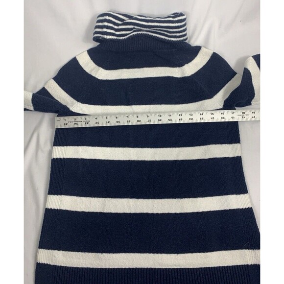 LOFT Knit Women's XS Sweater White Blue Stripe Turtleneck Long Sleeve Cozy Soft - Picture 5 of 8